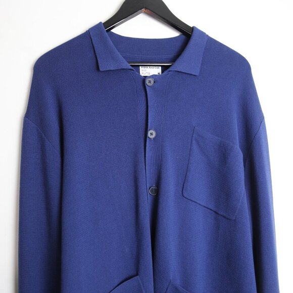 Frank and Oak Royal Blue Collared Quarter Button Sweater Size XL - Picture 2 of 7